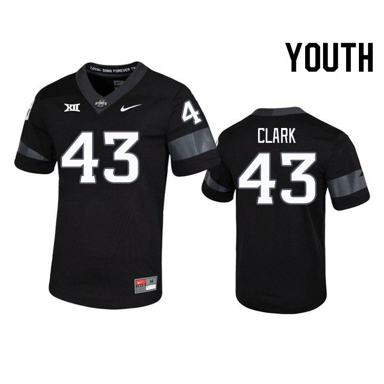 Youth #43 Tucker Clark Iowa State Cyclones College Football Jerseys Stitched Sale-Black
